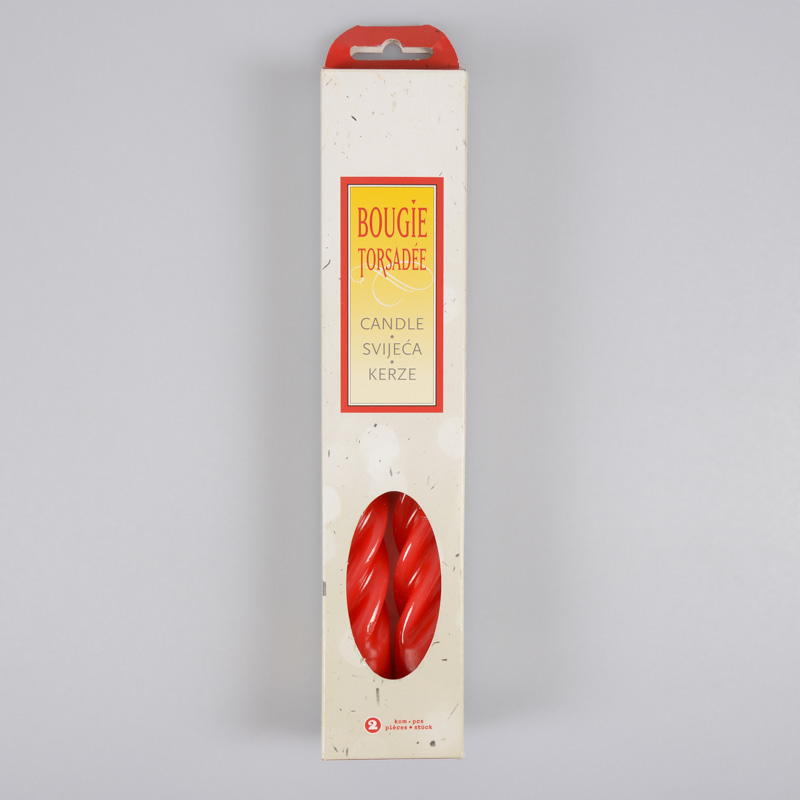 2 bougies torsadées rouges