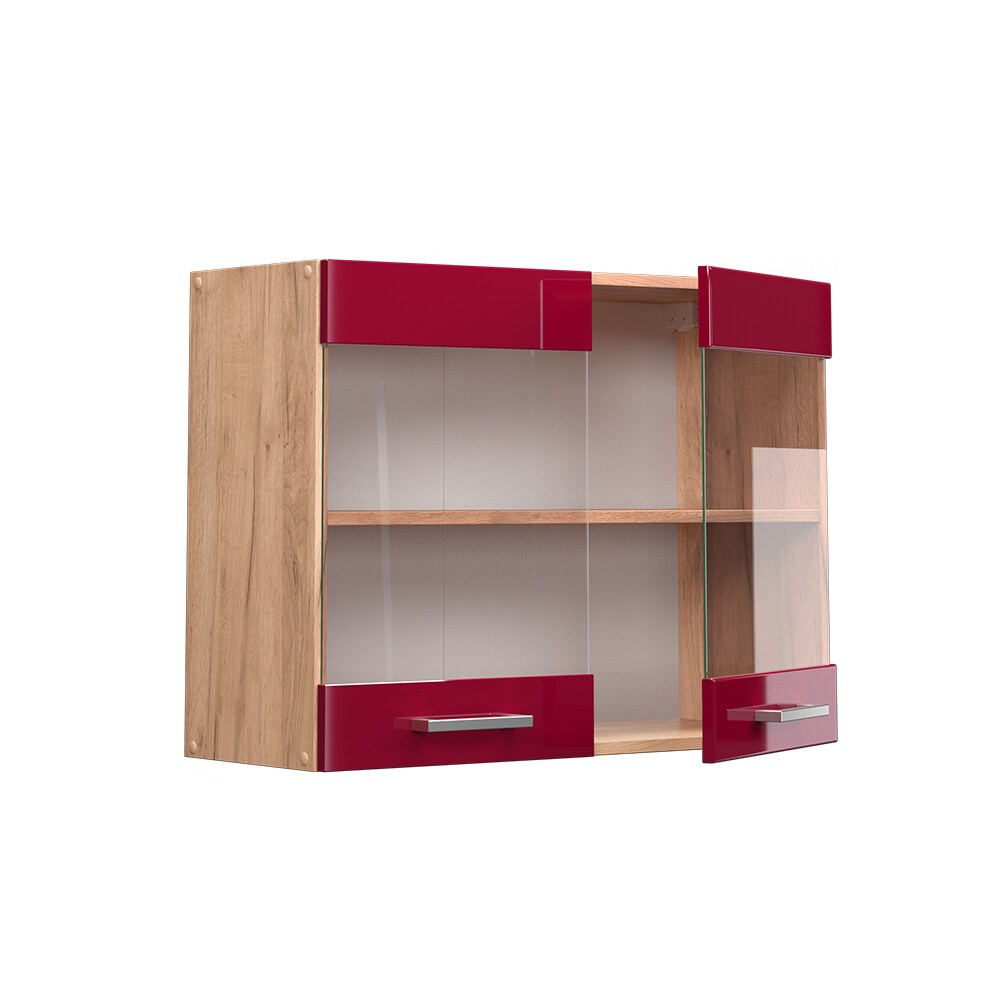 Vicco Hängeglasschrank Küchenschrank Küchenzeile R-Line 80 cm Goldkraft Bordeaux