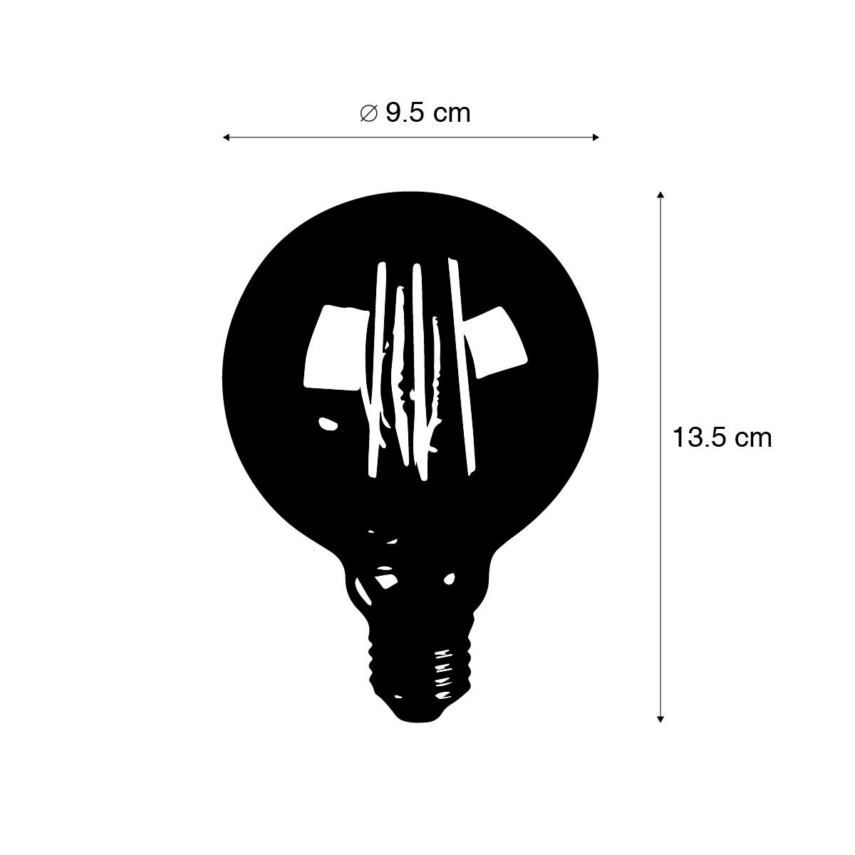 E27 3-staps dimbare LED lamp G95 smoke glas 5W 380 lm 2200K