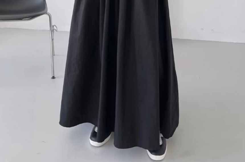 Dute - Mouwloze ronde hals, effen bubbel maxi A-lijn jurk