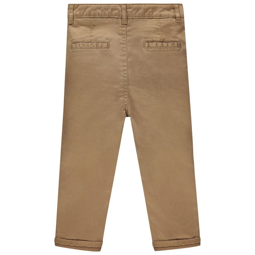 Pantalon droit uni en toile - Marron