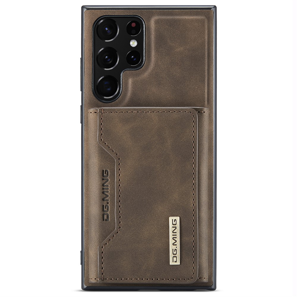 2in1 Samsung Galaxy S24 Ultra Leder Hülle Wallet   Magnetisches Kreditkartenfach - Dunkelbraun