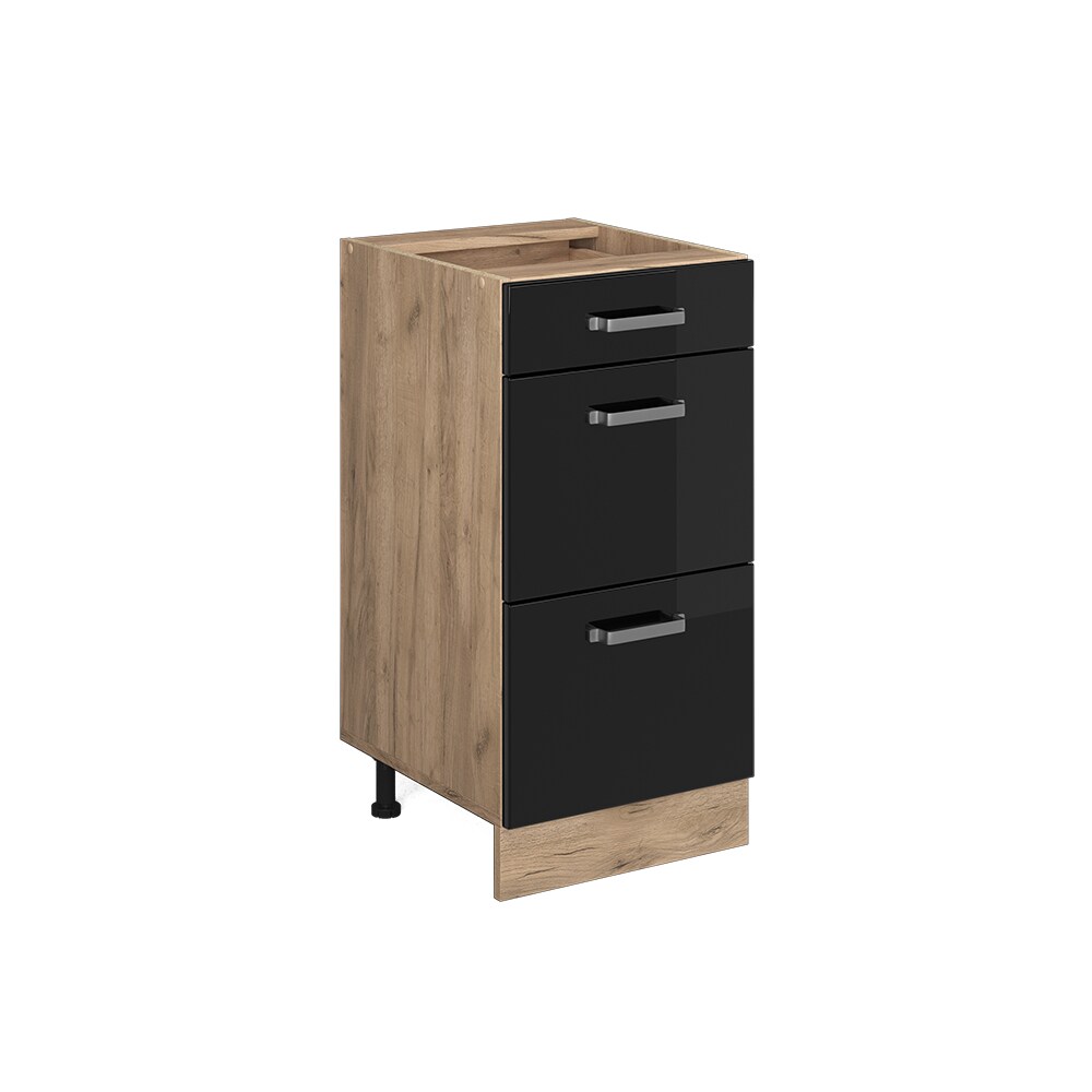 Vicco Schubladenunterschrank Küchenschrank R-Line Solid Eiche Schwarz 40 cm modern