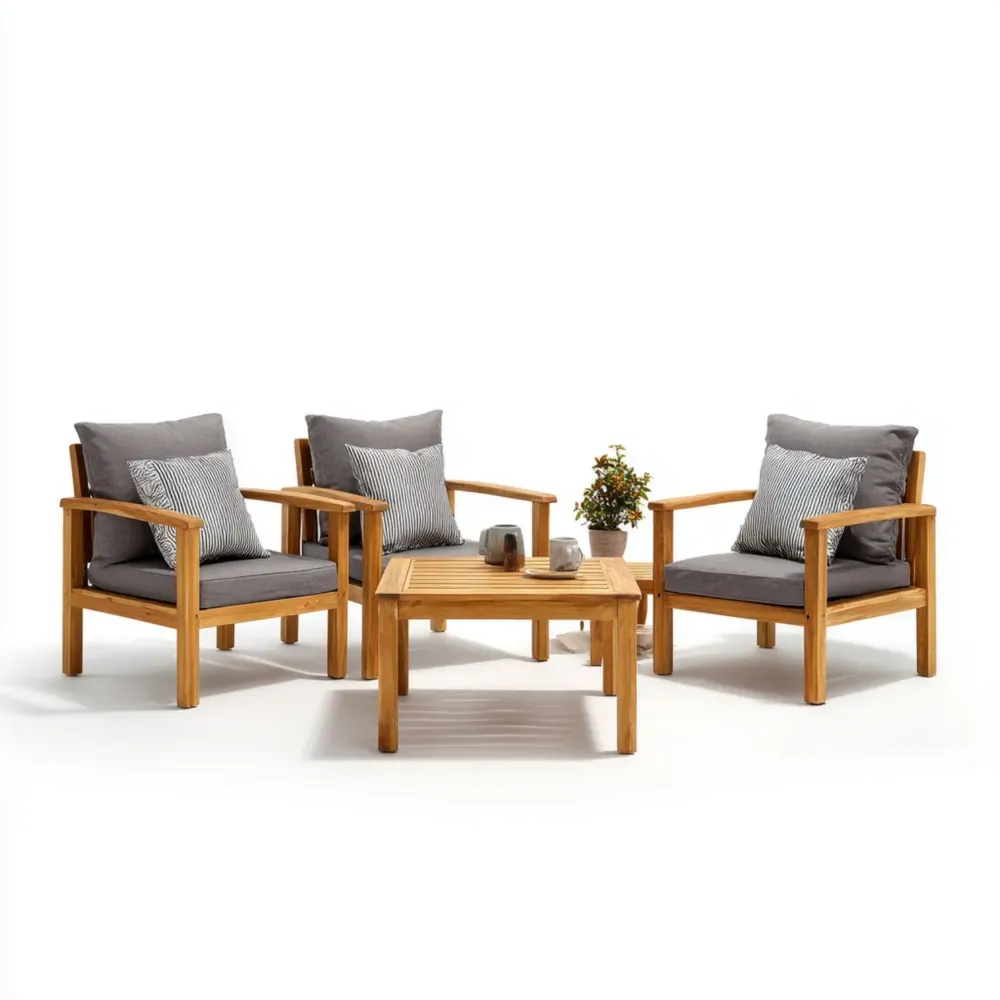 Gartenmöbel-Set Teakholz Grau