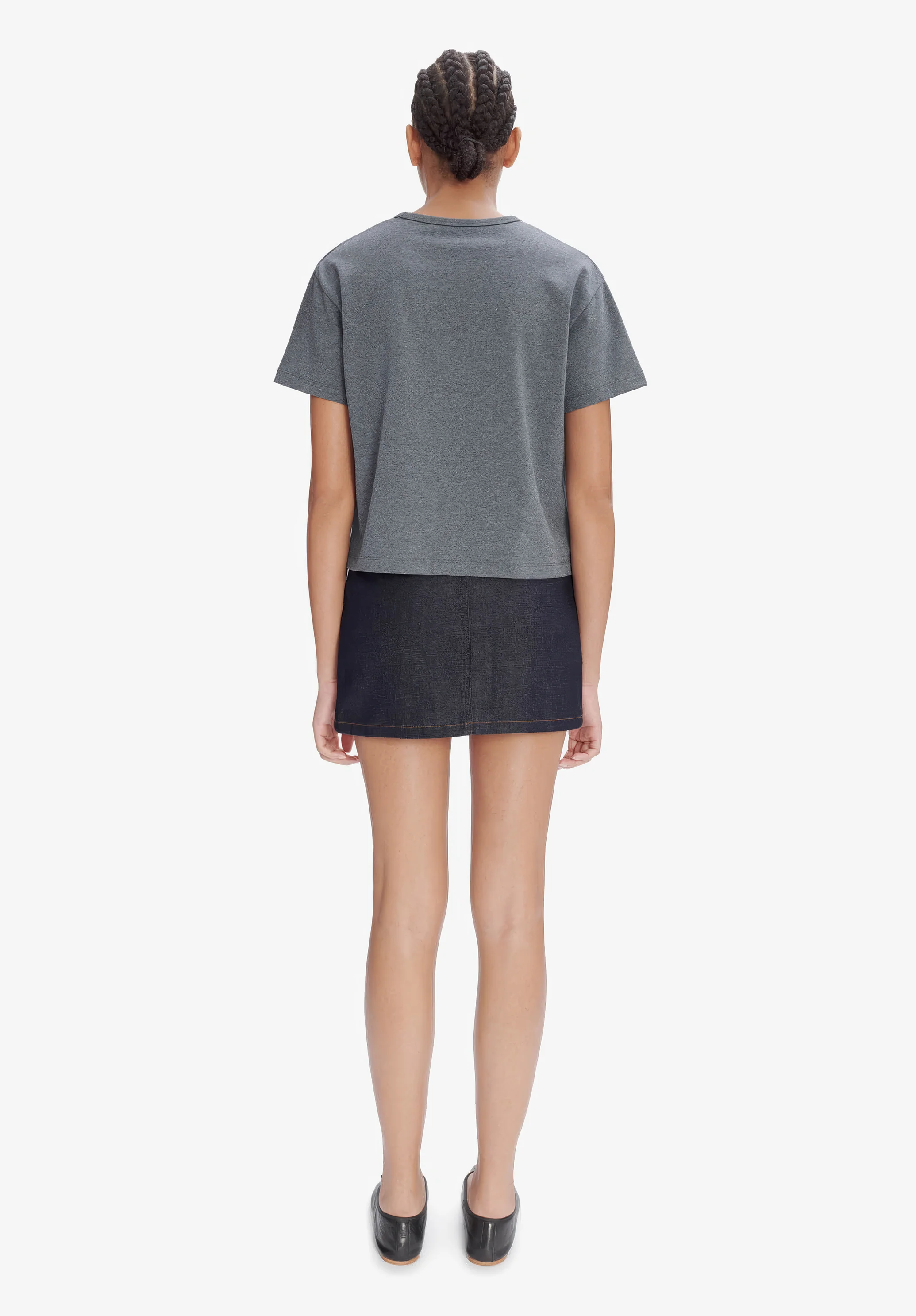 t-shirt boxy petit vpc - Anthracite chine / blanc
