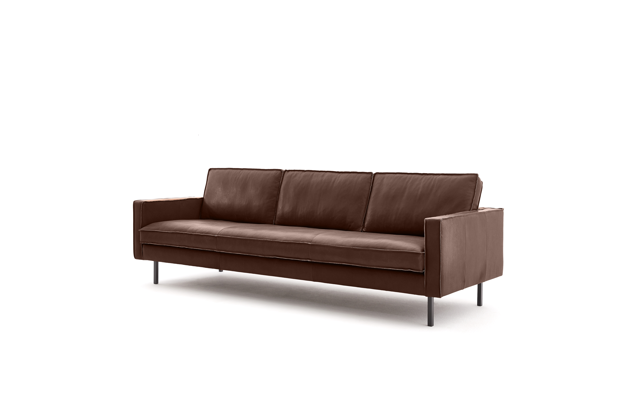 Loods 5 Design 4-zitsbank Slimm Leer Outside 4 Zits - 245 cm | PGC Sauvage Chocolat | Poten: Zwart