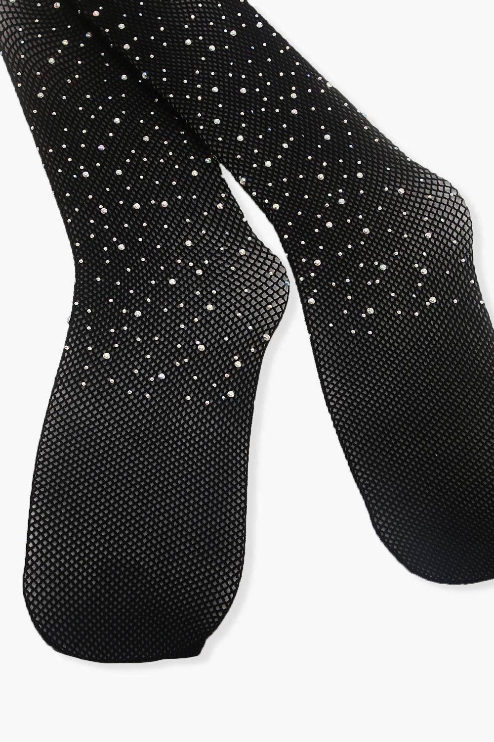 boohoo Collants en résille Cristal Diamante