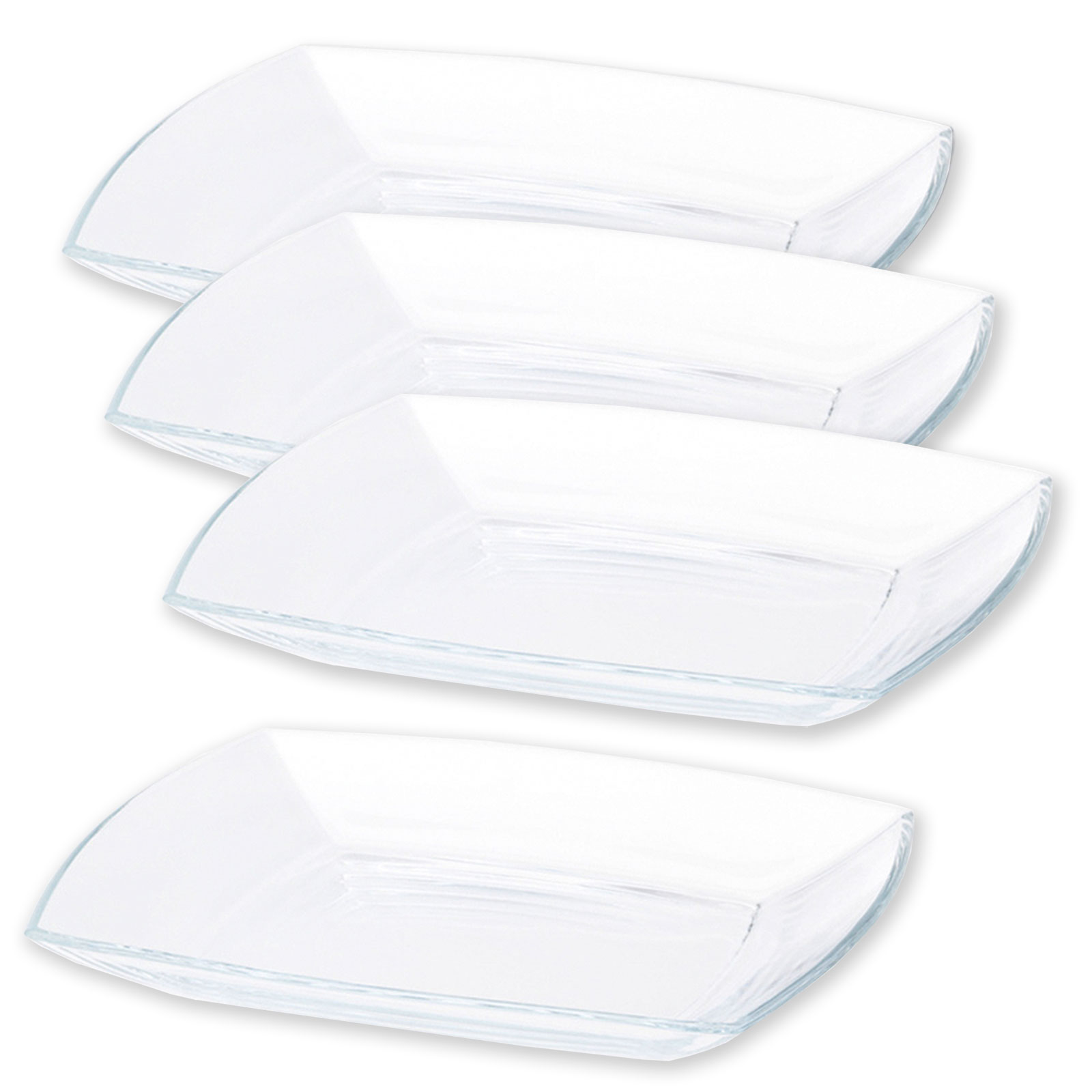 4-teiliges Teller-Set - Glas - klein - 19,5 cm