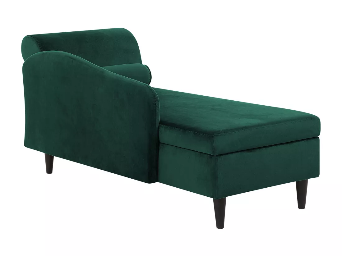 Chaise longue côté droit en velours vert foncé LUIRO