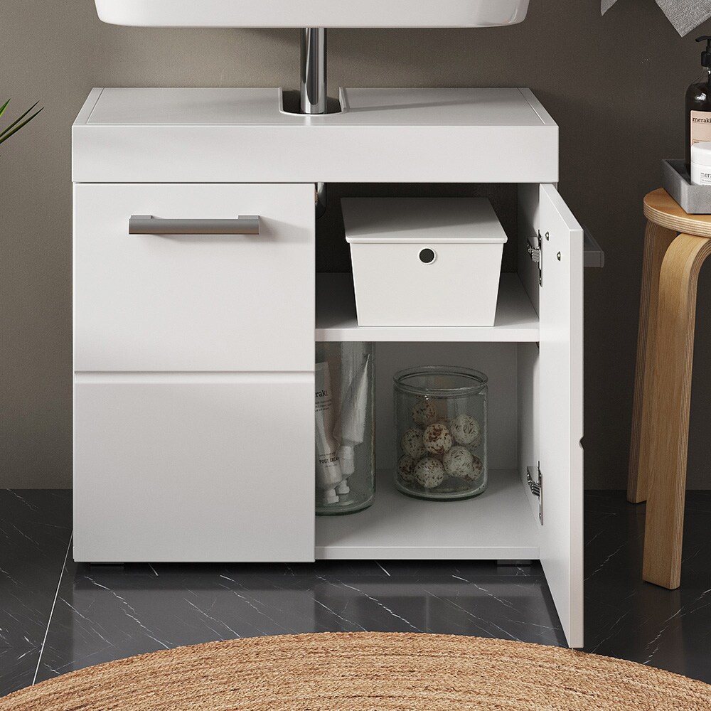 Vicco Waschtischunterschrank Waschbeckenunterschrank Badschrank Luna Weiß Skandi 60x56 cm Badezimmer Schrank Badmöbel Schranktür Schrankfach Ablage Aufbewahrung