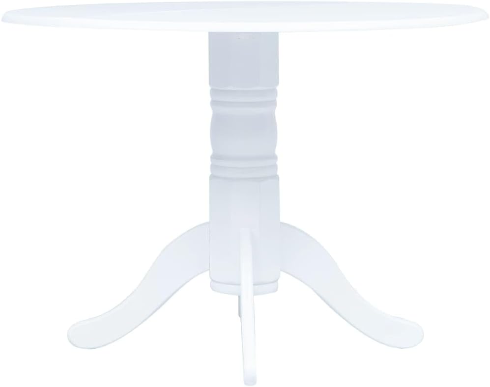 vidaXL Gummiholz Massiv Esstisch Holztisch Küchentisch Esszimmertisch Speisetisch Tisch Massivholztisch Esszimmer Küche Rund Weiß 106x75cm MDF-Platte