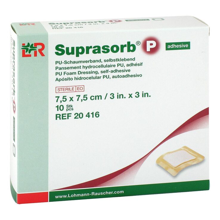 Suprasorb P PU-Schaumv.7,5x7,5 cm selbstklebend, 10 St
