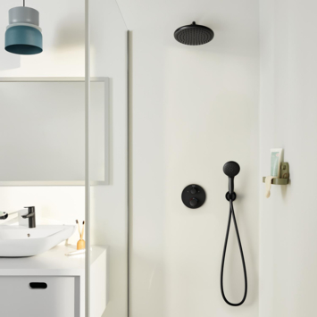 Grohe Precision Thermostat Perfect inbouw douchesysteem met  Vitalio Comfort 250 hoofddouche rond Mat Zwart