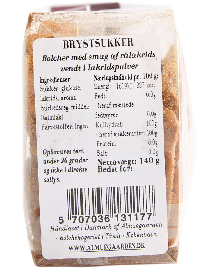 Almuegaarden Brystsukker bolcher med smag af ren sød lakrids No color
