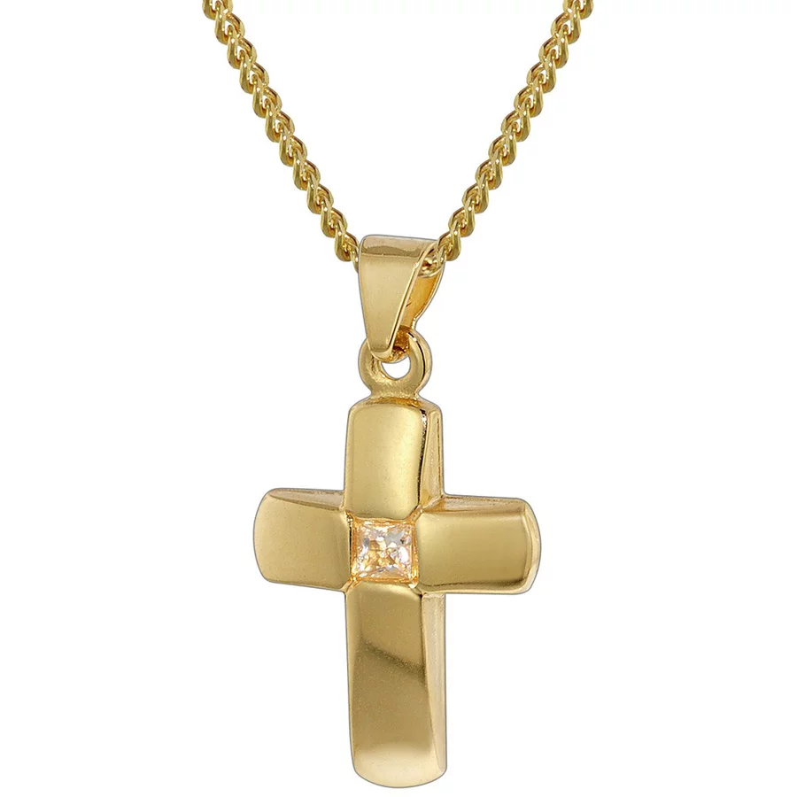 trendor Kreuz-Anhänger Gold 333 mit vergoldeter Kette für Kinder gold