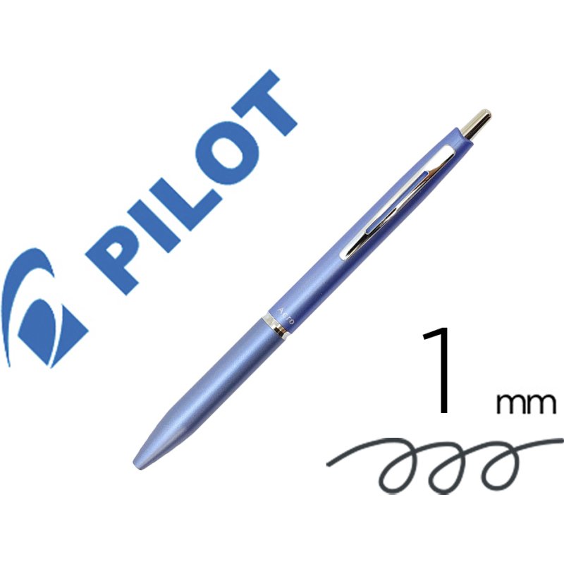 Stylo-bille pilot acro 1000 retractable pointe moyenne 1mm encre noire rechargeable coloris bleu clair avec coffret