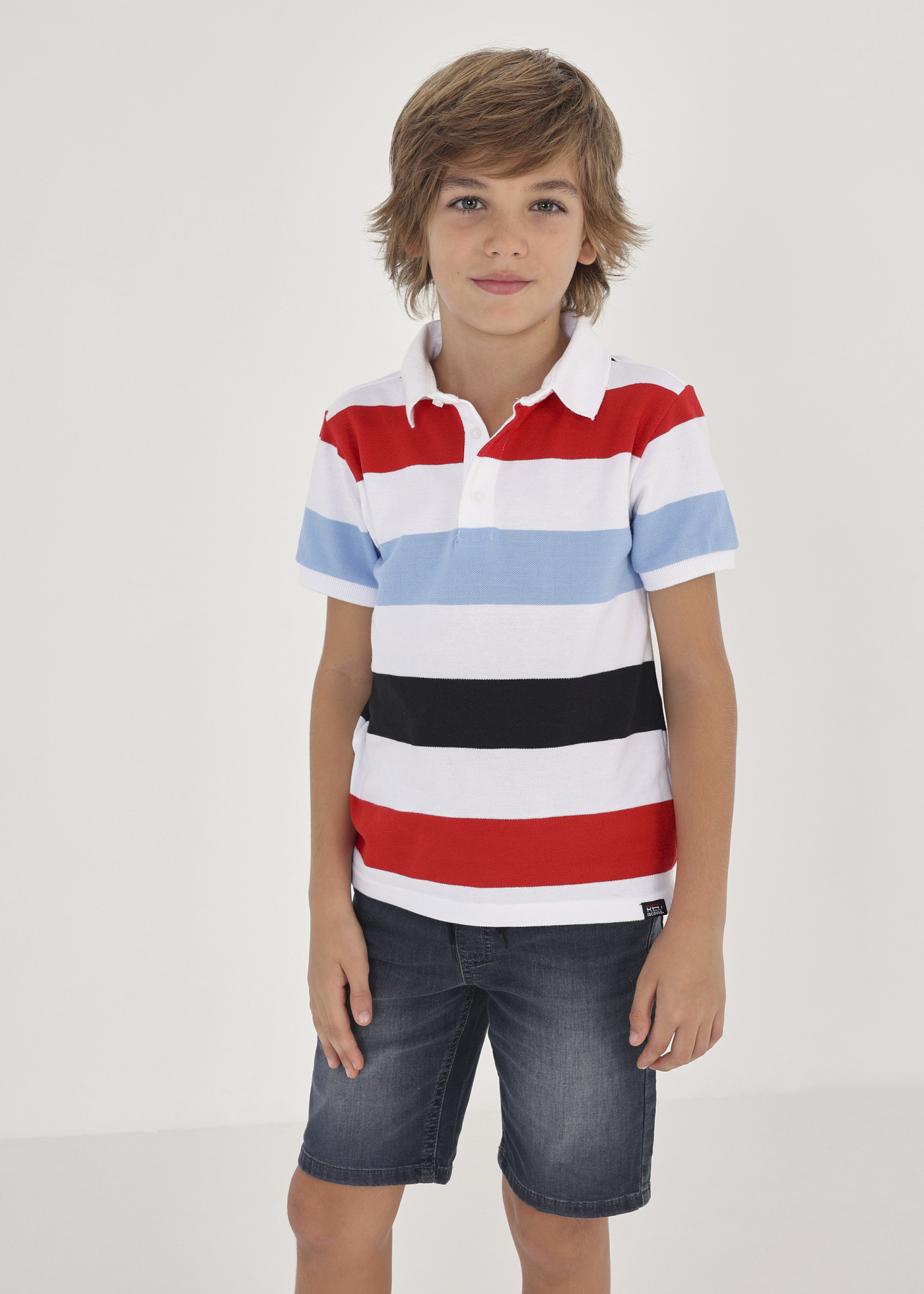 Camisa polo infantil de algodão com estampa