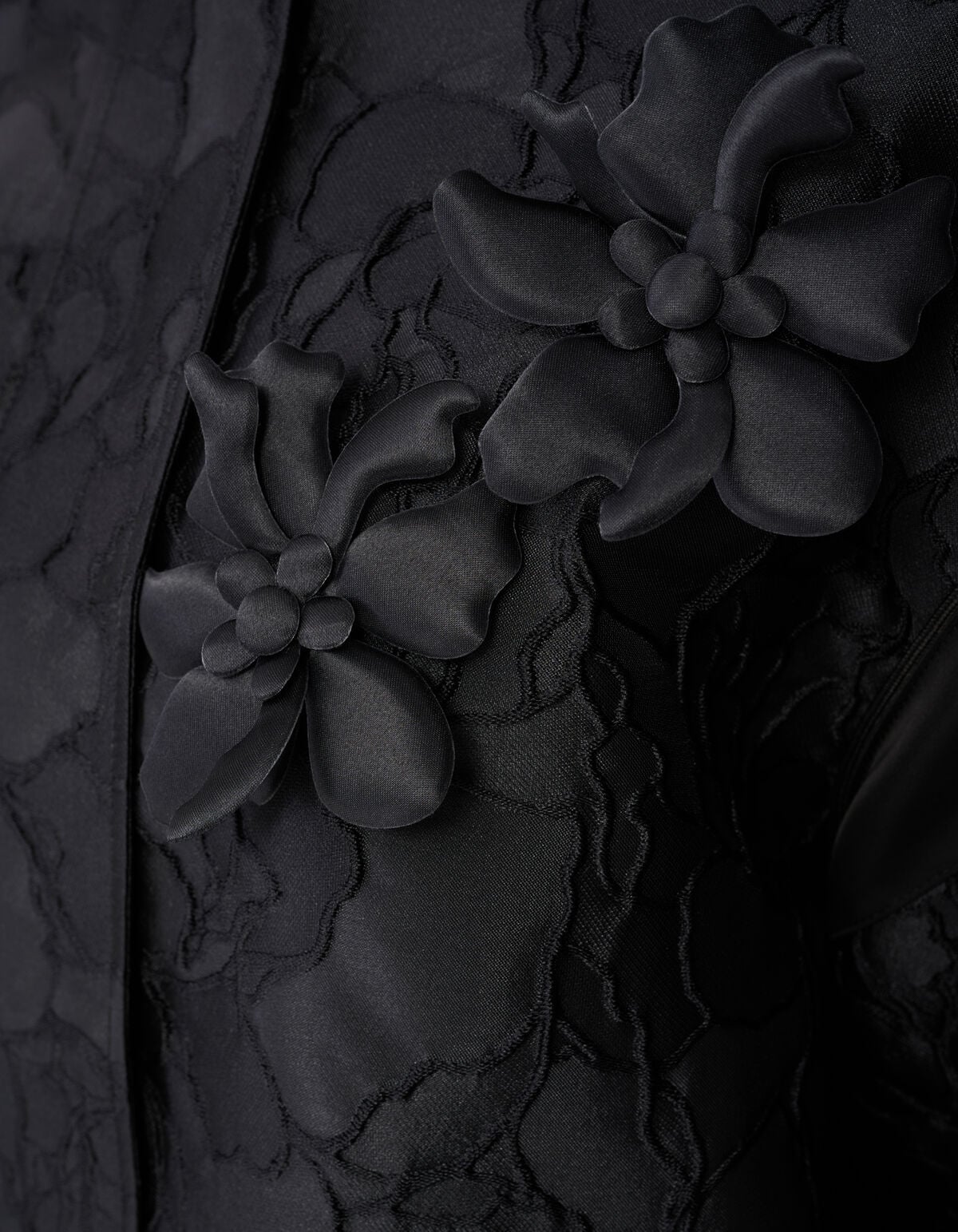 Flower Jacquard Bomber Zwart