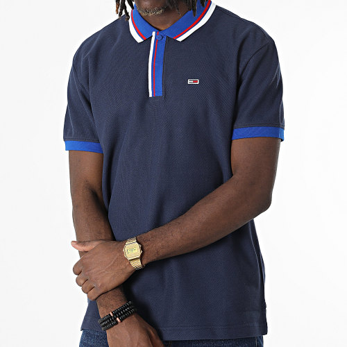 Polo Manches Courtes Tipped Honeycomb 4100 Bleu Marine
