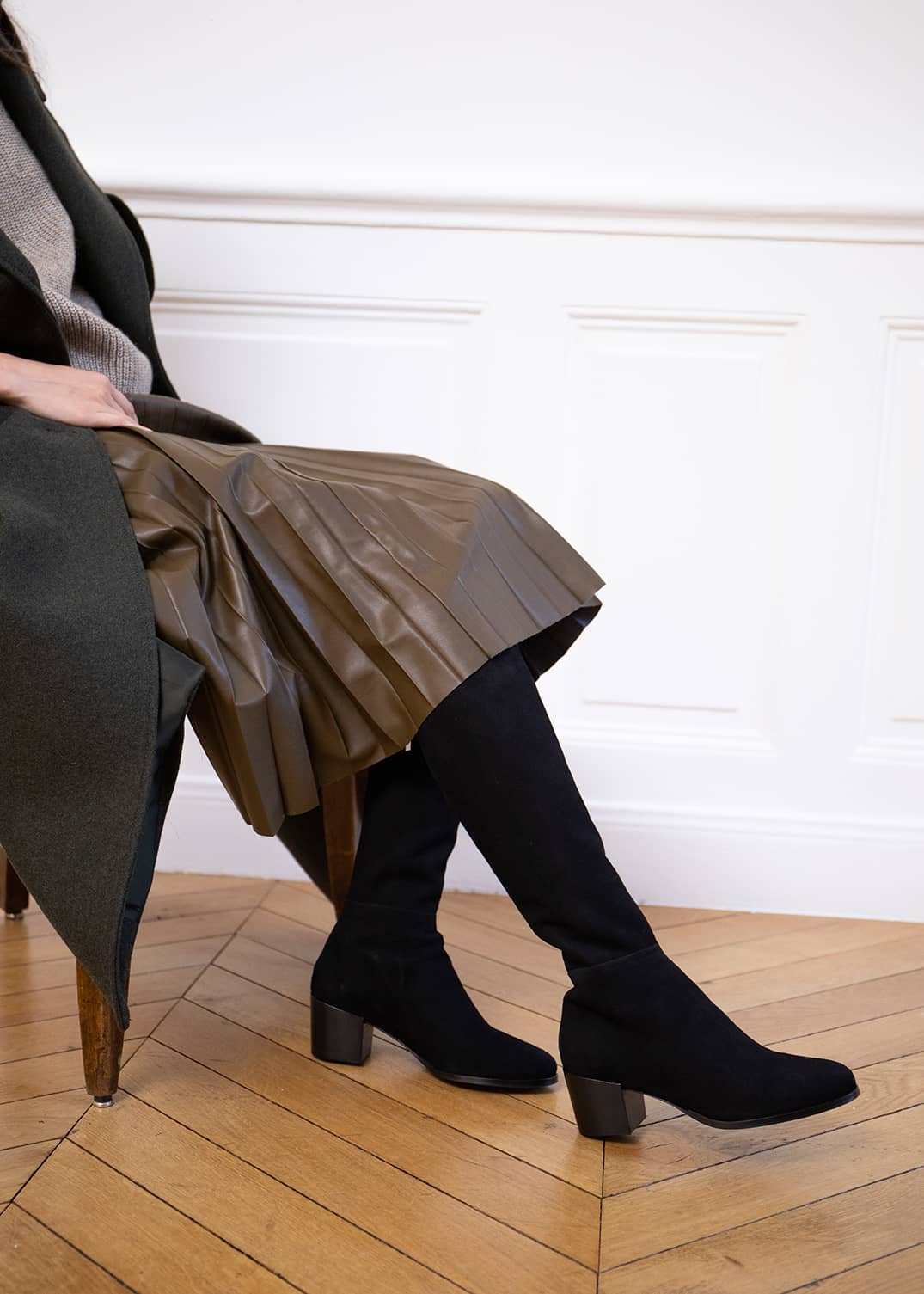 BOTTE  ISABEAU VELOURS NOIR