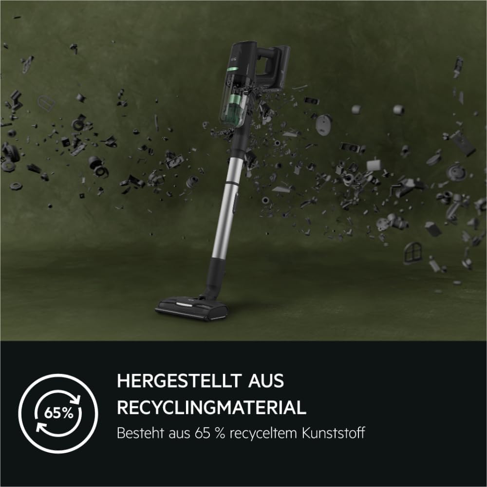 AEG ULTIMATE 8000 ÖKO AP81B25ÖKO Akku-Staubsauger / Automatik / 5-Stufen Filtration / digitale Anzeige / Multi-Bodendüse / 65% Recyclingmaterial / 3 Stufen / Akku wechselbar / 400ml / schwarz
