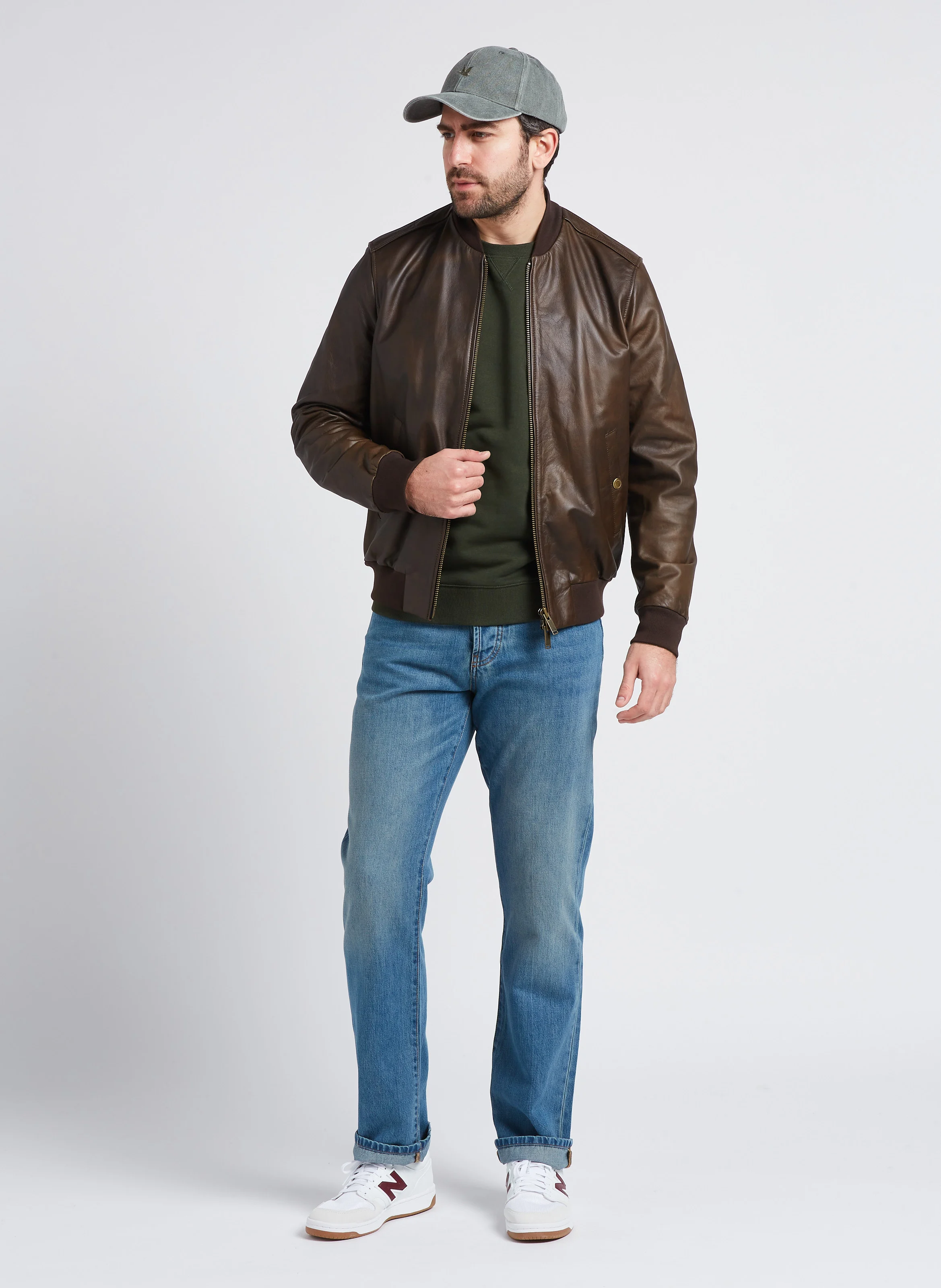 TIM - Sweat slim-fit col rond en coton bio | Vert