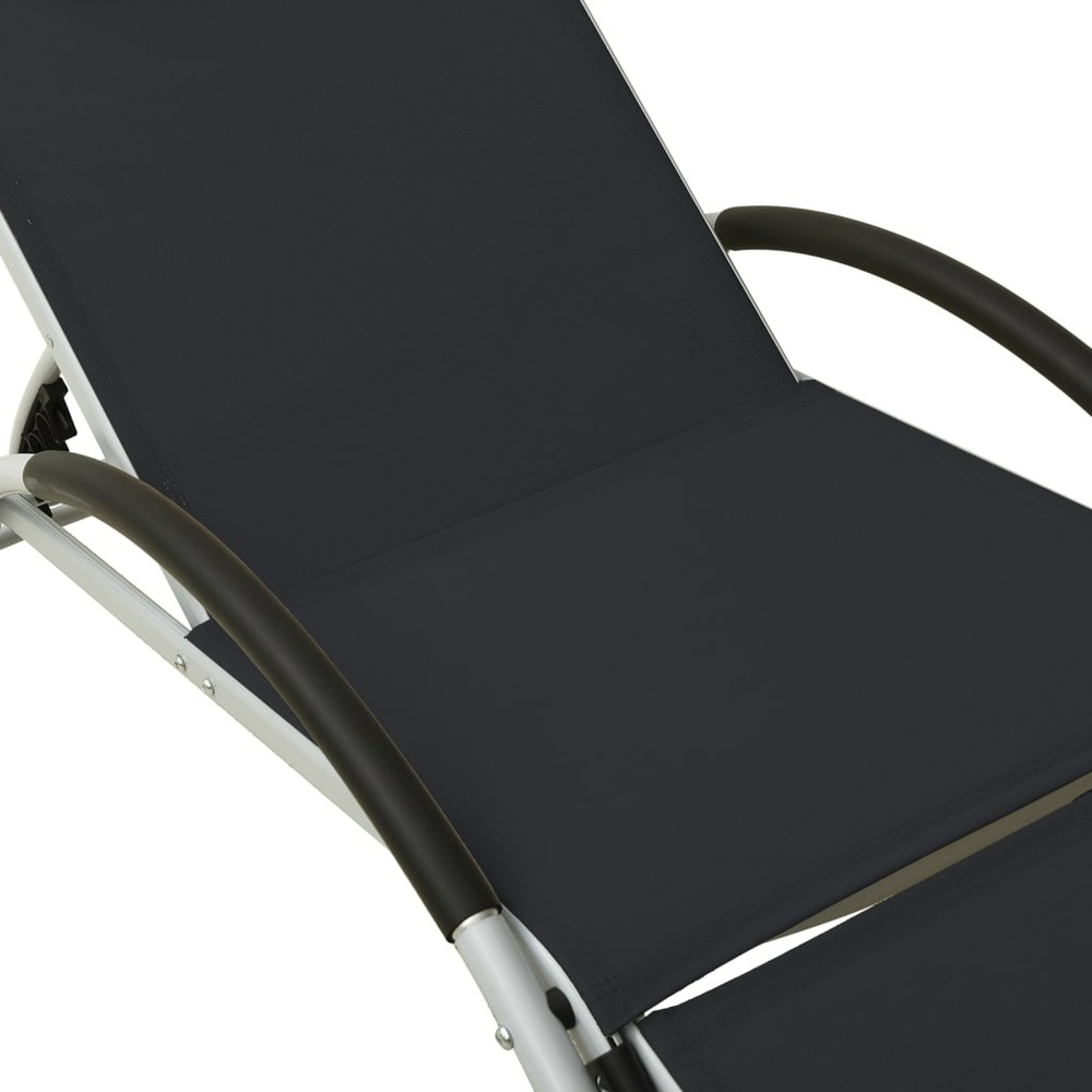 Transat chaise longue bain de soleil lit de jardin terrasse meuble d'extérieur avec oreiller textilène noir