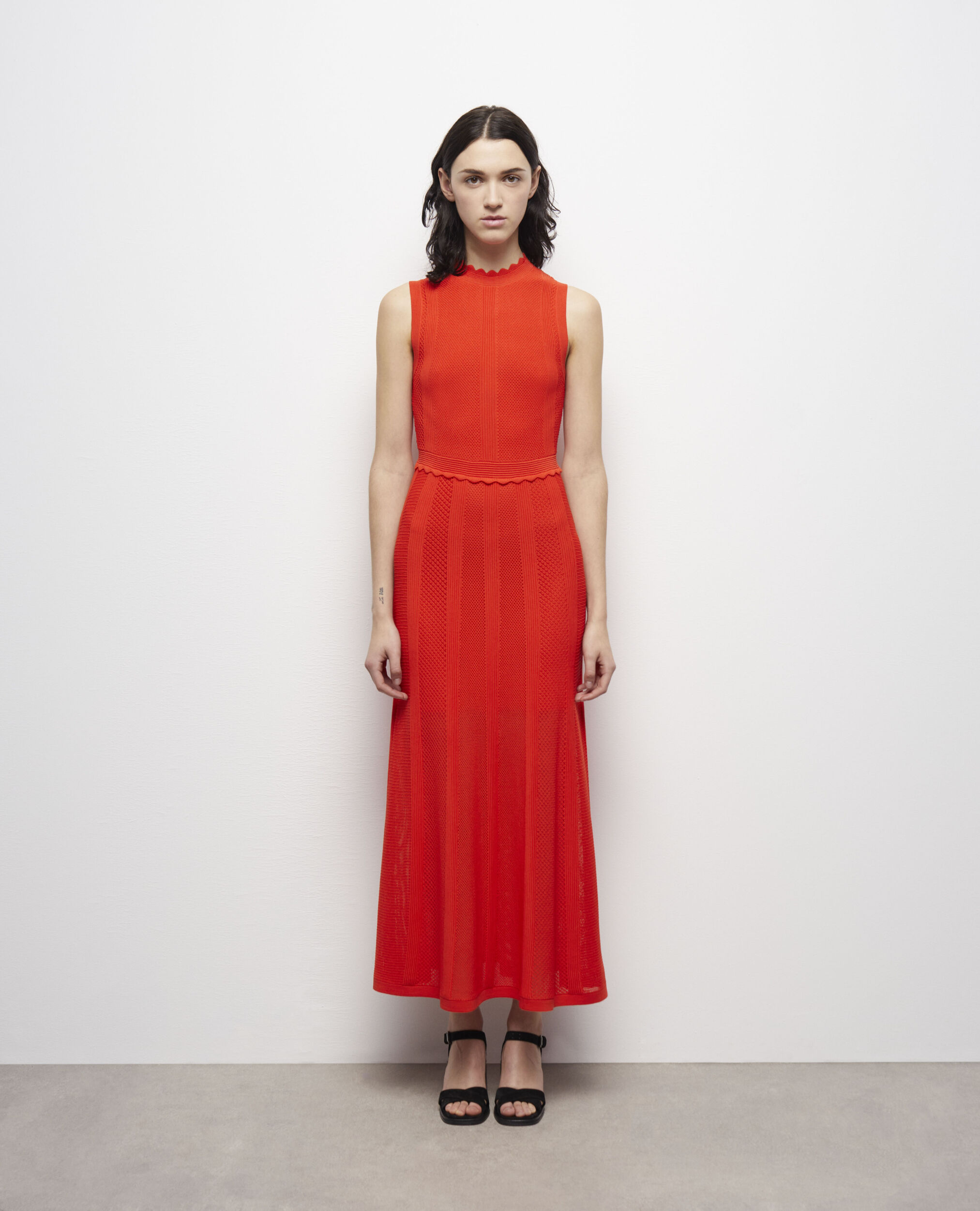 Robe longue orange en maille