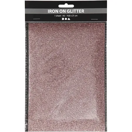 Creotime Glitter Bügelfolie für Stoffe geeignet A5 rose