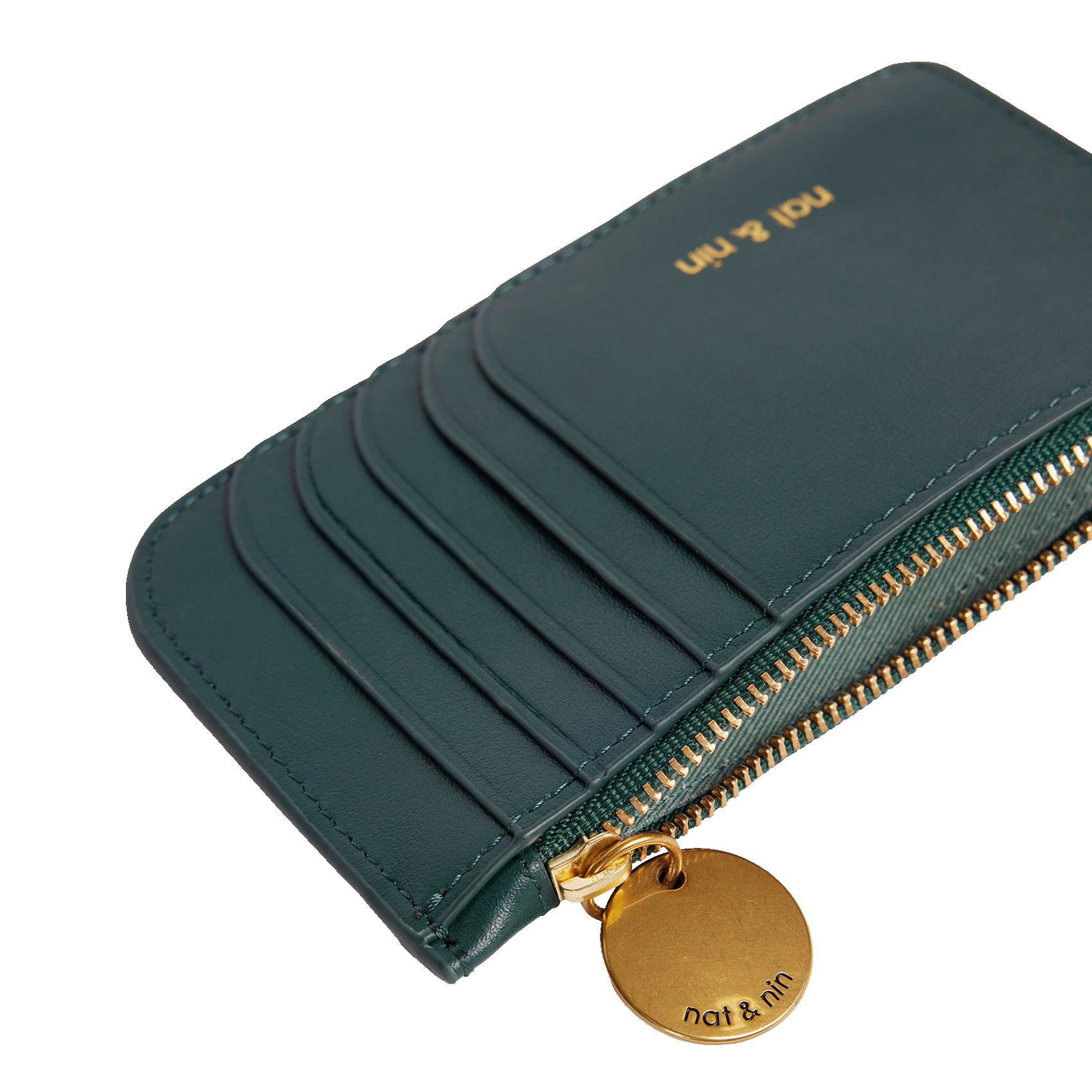 ALIX - Porte-cartes zippé en cuir | Vert