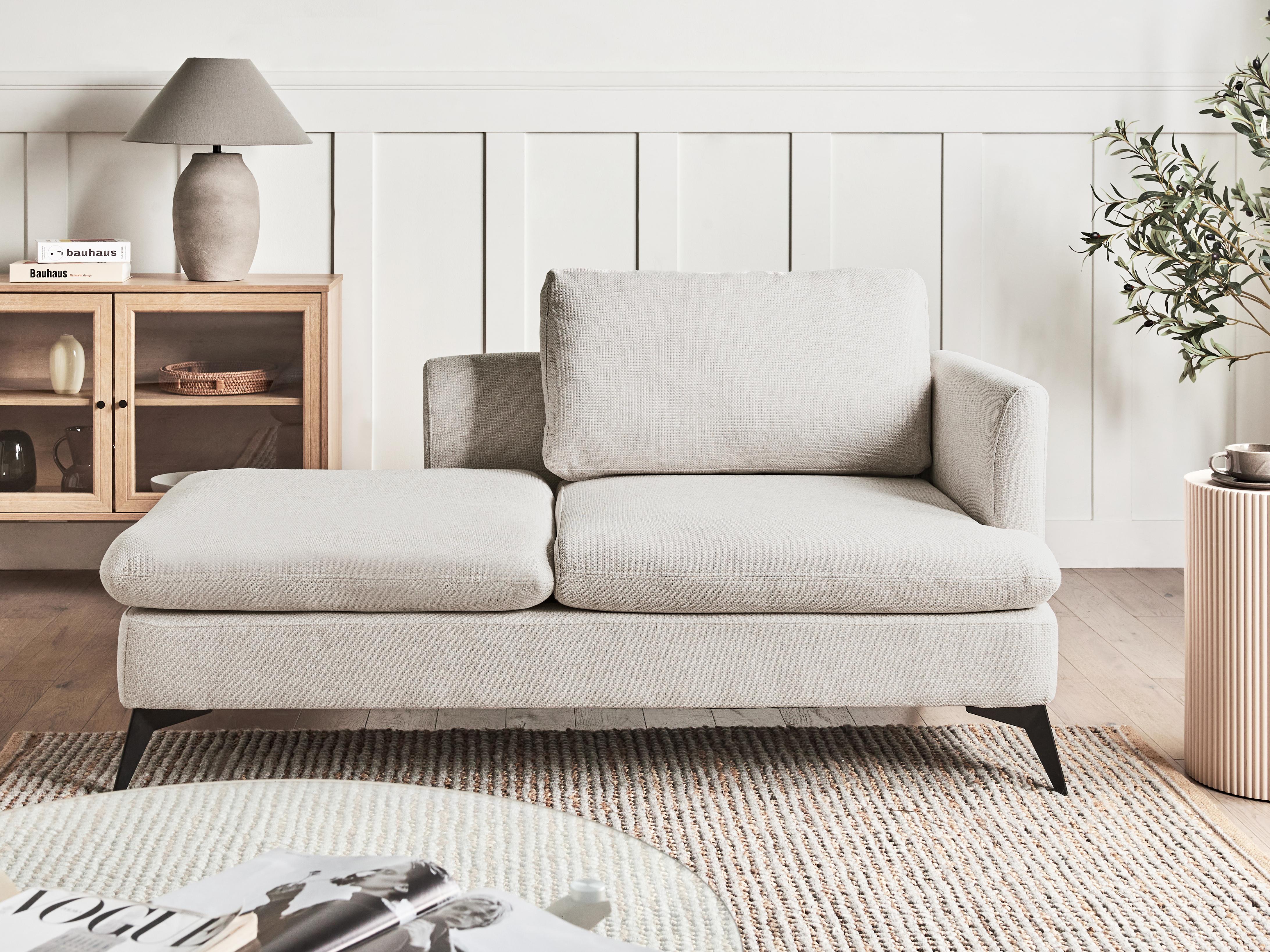 Rechtszijdige chaise longue SIEVOZ Stof Lichtbeige
