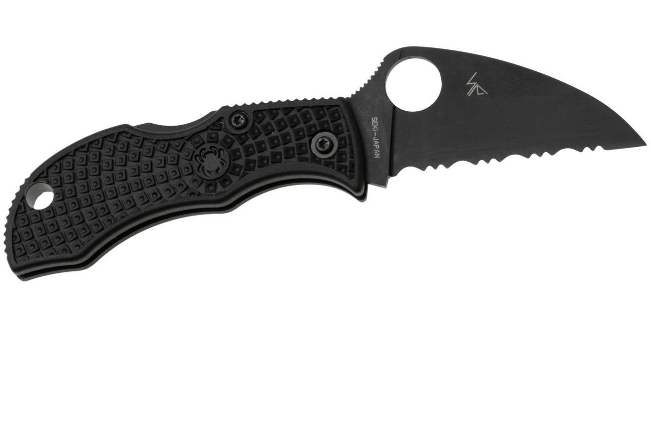 Spyderco Manbug Wharncliffe Black MBKWSBK Black FRN serrated zakmes