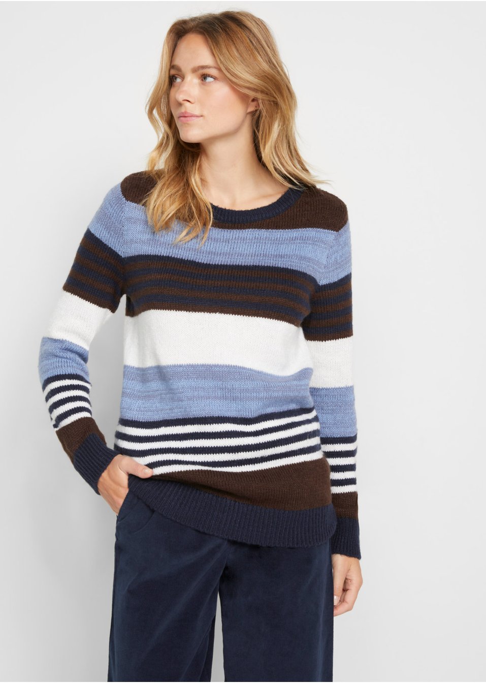Pull en maille à rayures blocs