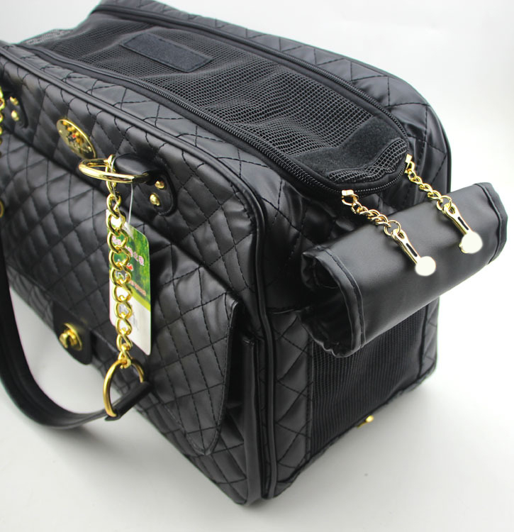 (40x27cm) Elegante Haustier Transporttasche Reise Tragetasche für Hunde / Katzen - Schwarz