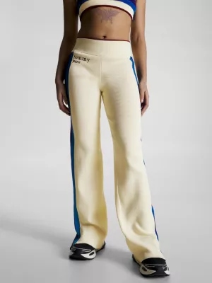 Leggings compridas com bainha dividida em malha