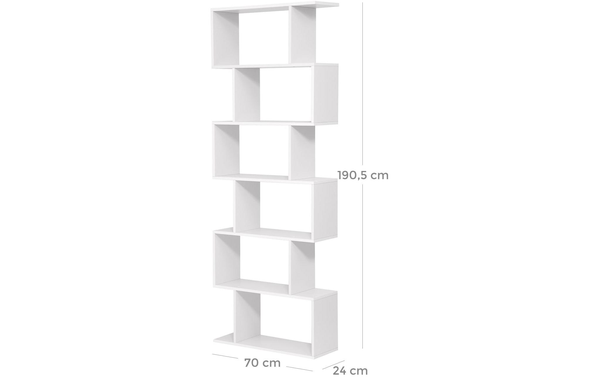 Regal Zick-Zack 70 x 190.5 cm, WeissFreistehendes Bücherregal