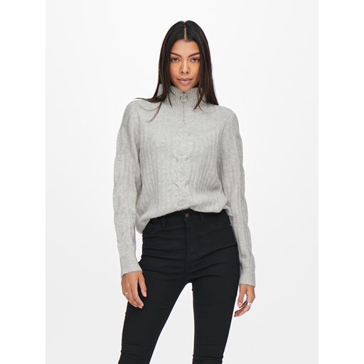 JDY Andrea Striktrøje, Super Light Grey Melange, S