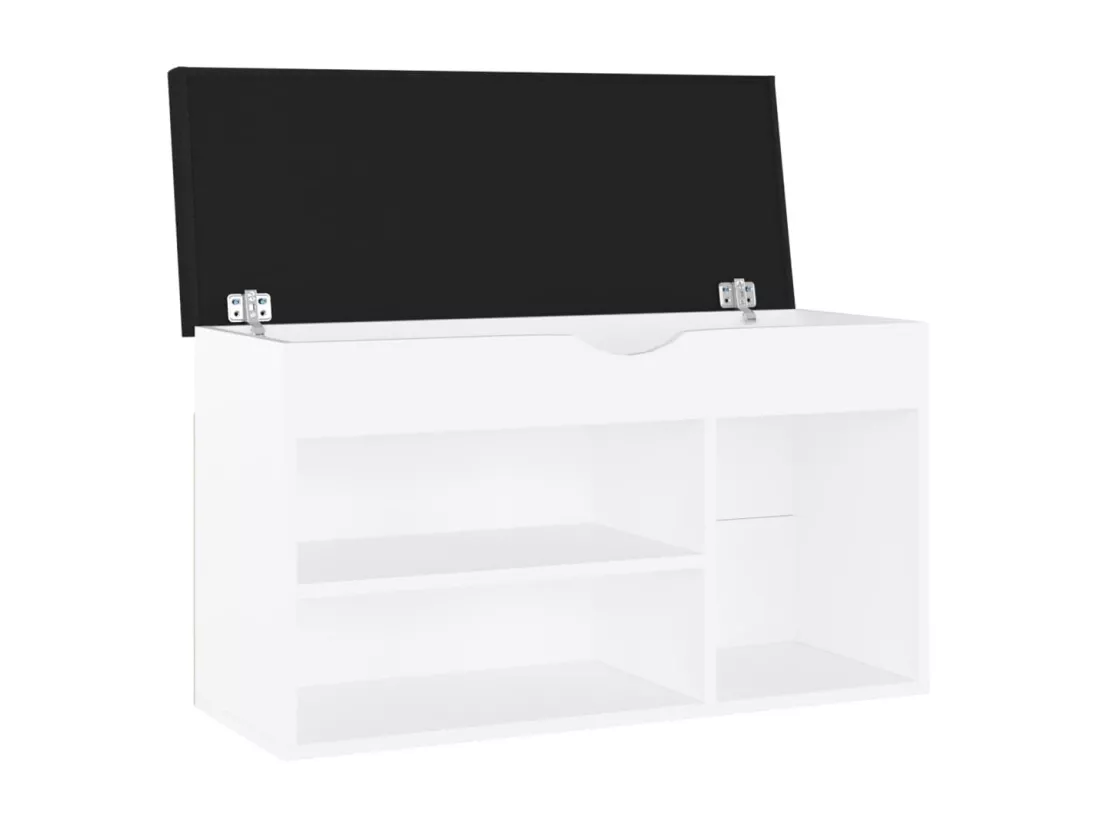 Banc à chaussures avec coussin Blanc 80x30x47 cm Aggloméré