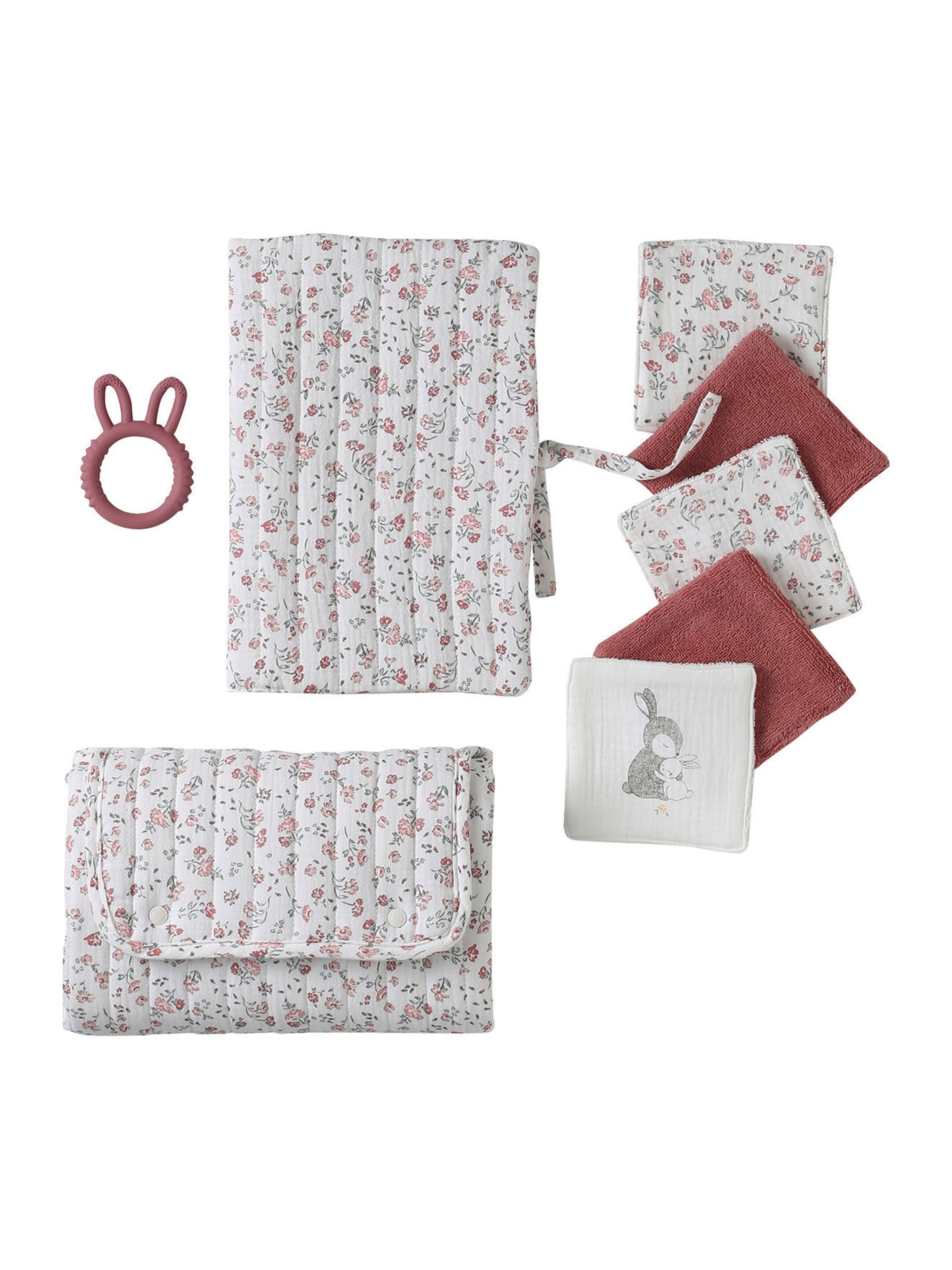 Vertbaudet Baby Geschenk-Set zur Geburt, 8 Teile weiß bedruckt