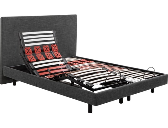 EPEDA - Sommier Electrique 2 x 80 x 200 Escapade Relax 1620D + Tête de lit gris fonce
