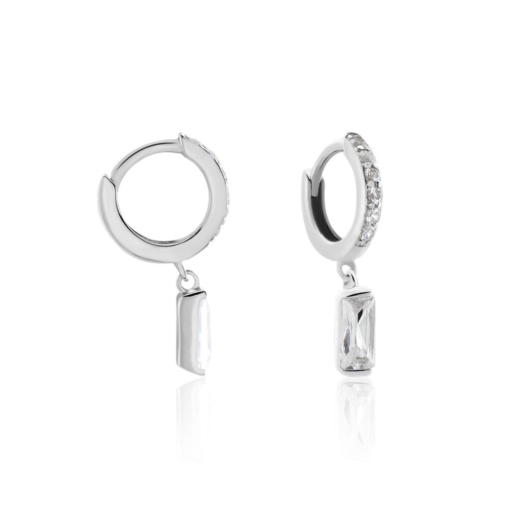 Créoles Argent Blanc Irenion Oxydes De Zirconium