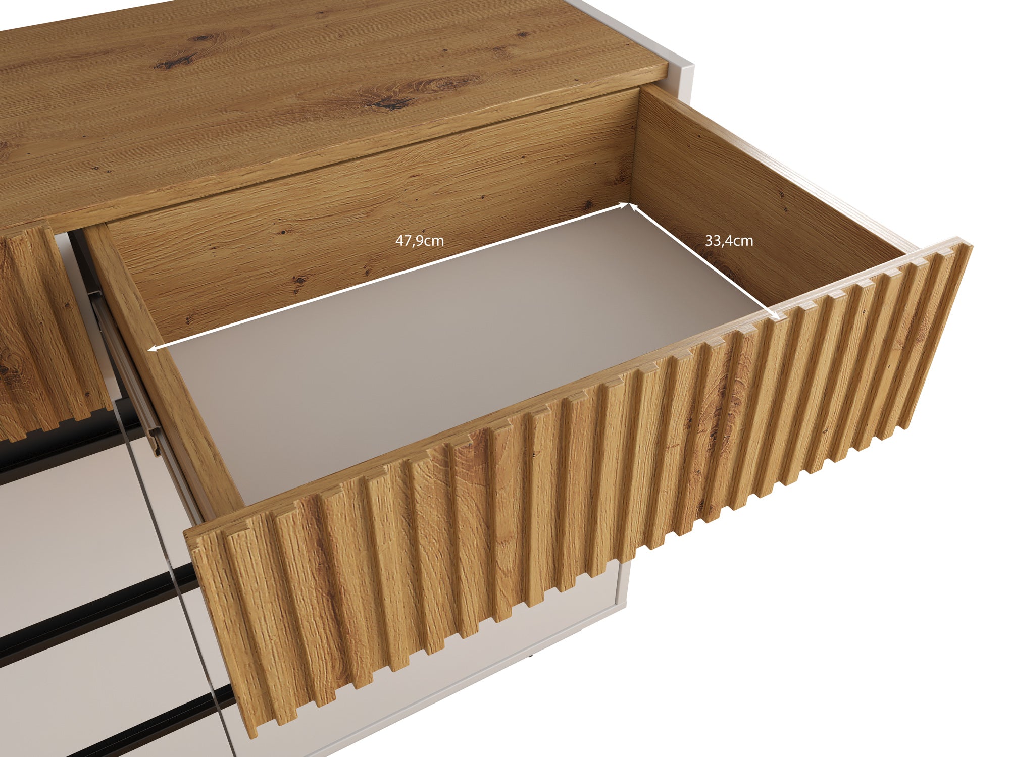 Ladekast Madeline 3 - Wit - 112x40x87 cm