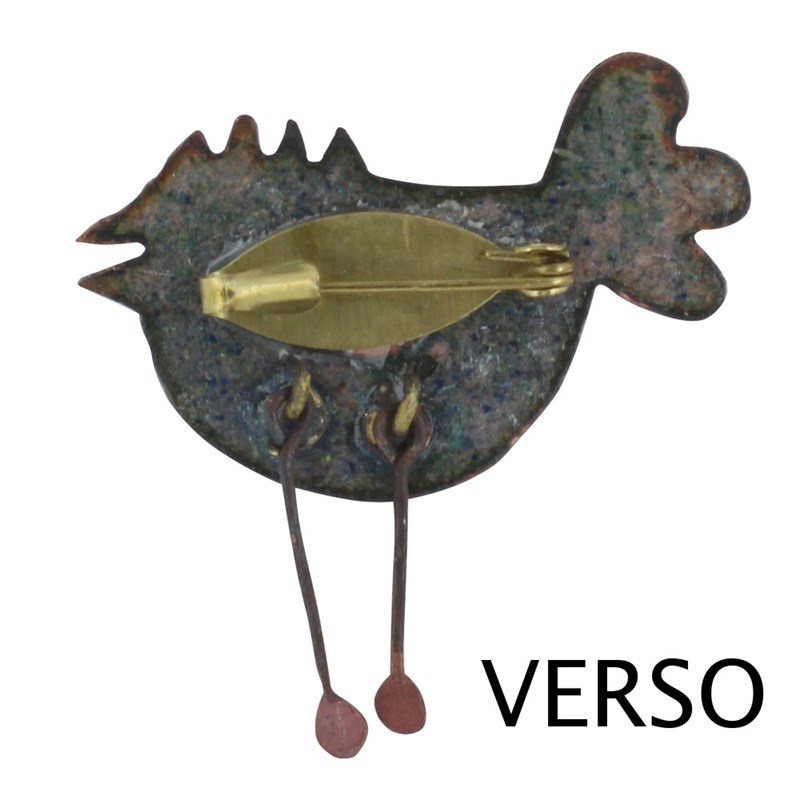 Broche Poule Émaillée Orange