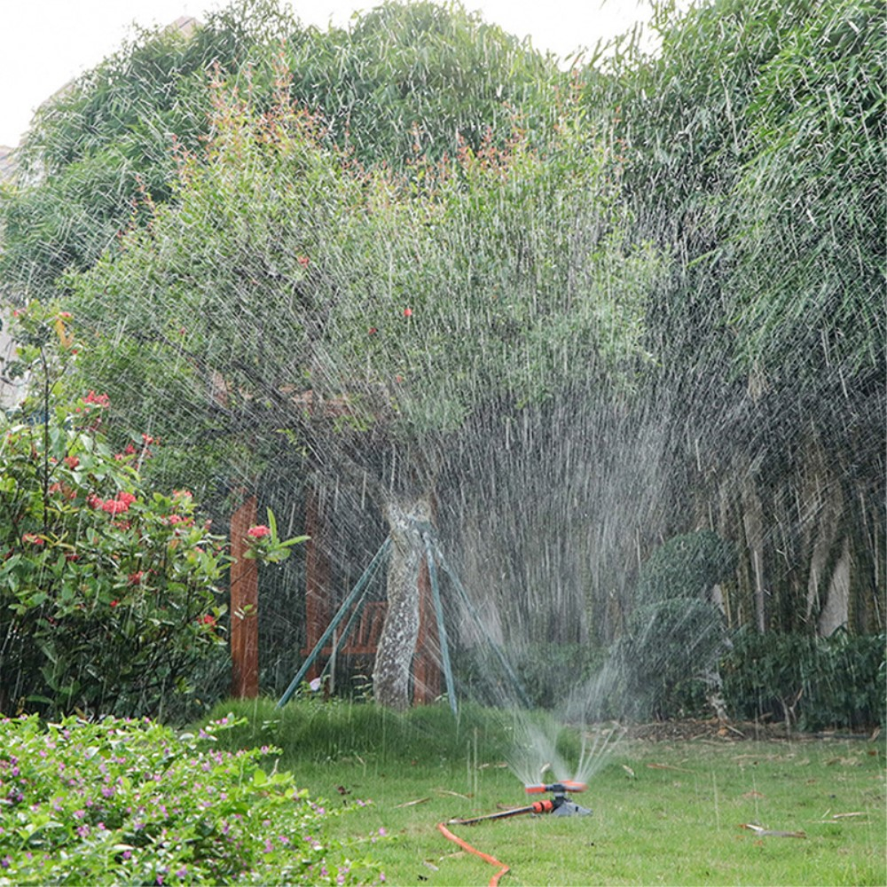 360° Drehbarer 3-Arm Rasensprinkler Garten Rasensprenger mit 36 Sprühdüsen - Grau / Orange