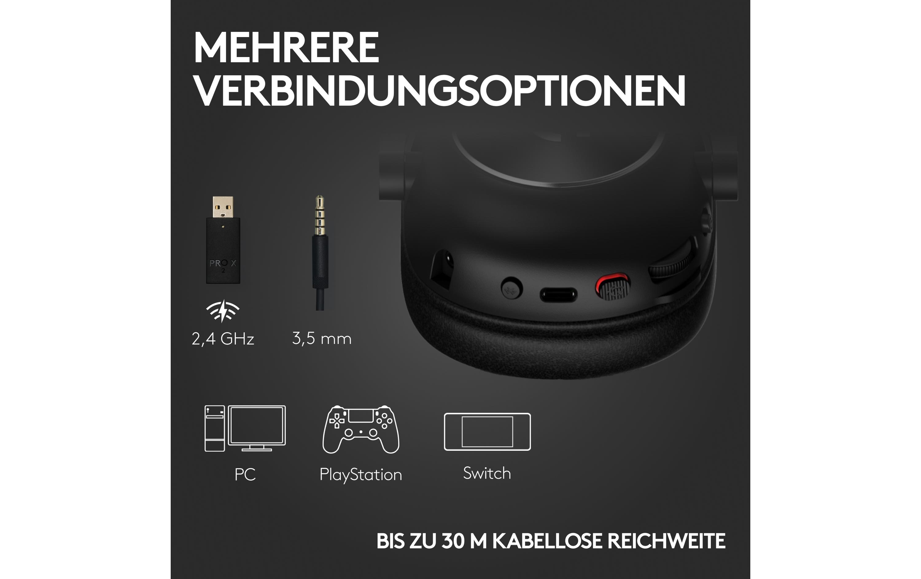 Headset G Pro X 2 Wireless Lightspeed Gaming Schwarz<br>Kabelloses Over-Ear-Headset mit Surround-Sound und weichem Ohrpolster