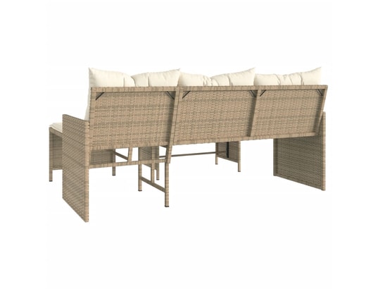 VIDAXL - Canapé de jardin avec table et coussins en forme de l beige