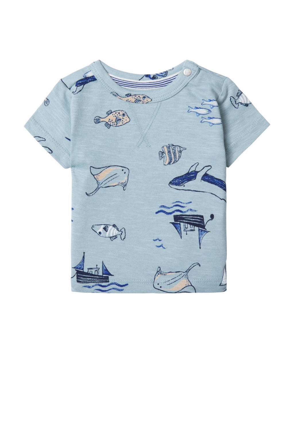 Noppies baby T-shirt met all over print blauw