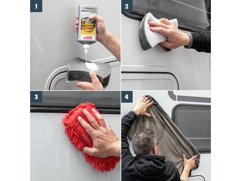 Sonax CARAVAN RegenstreifenEntferner, 500 ml Spezialreiniger für Wohnmobil, Camper, Wohnwagen
