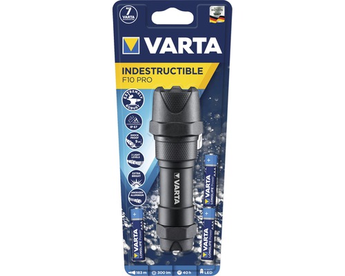 Varta Indestructible F10 Pro Zaklamp 300 lm Bereik 183 m Brandduur 40 uur LxØ 138x43,5 mm