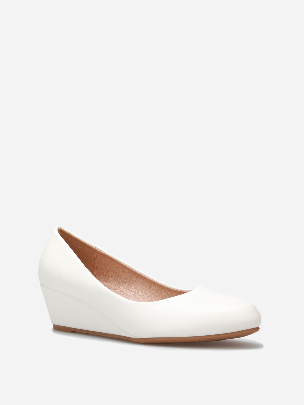 Ballerines compensées à bout rond grandes tailles- Blanc